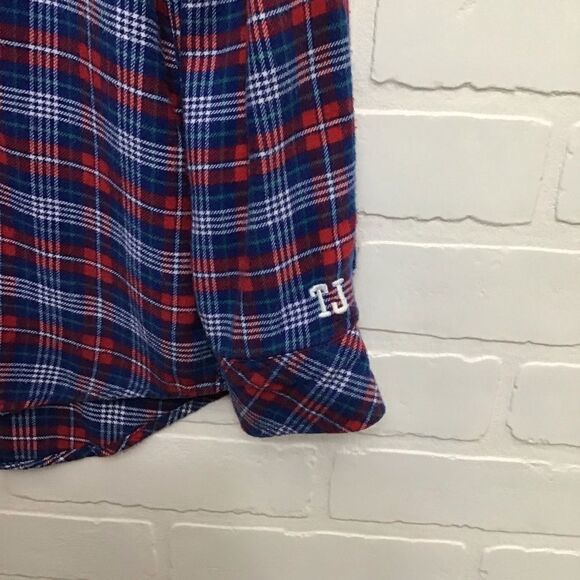 TOMMY Hilfiger flanel plaid button down shirt red blue white long sleeves medium - Picture 4 of 11